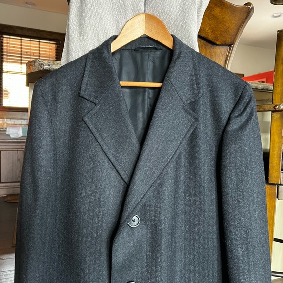 Gerald Austin Grey Herringbone Top Trench Coat 40 - Picture 2 of 11